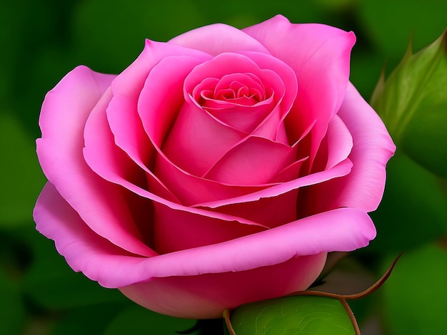 un beau rose à moitié un bourgeon de rose