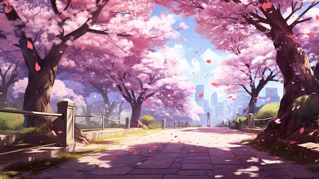 BEAU SAKURA ARBRE ET ROUTE