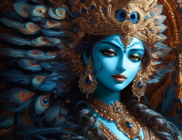 Photo le beau seigneur krishna bonne année de janmastami