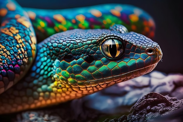 Beau serpent coloré boa arc-en-ciel brésilien Réseau de neurones généré par l'IA
