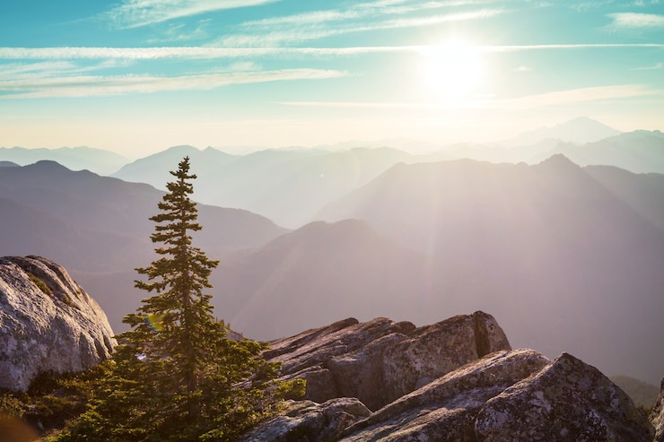 Photo beau sommet de montagne dans le nord de la chaîne des cascades, washington / usa