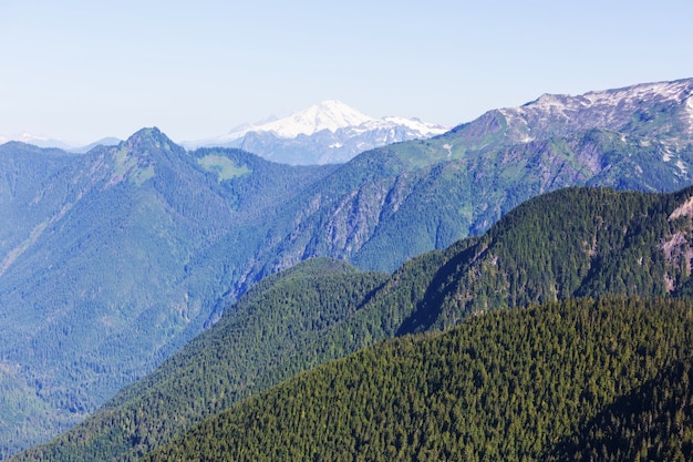 Beau sommet de montagne dans le nord de la chaîne des Cascades, Washington / USA