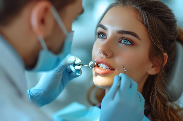 Photo un beau sourire et des dents saines concept de cabinet dentaire généré par l'ia