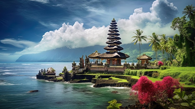 Beau temple à Bali Indonésie généré par AI