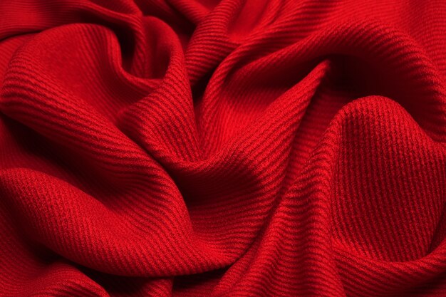 Beau tissu drapé en laine rouge