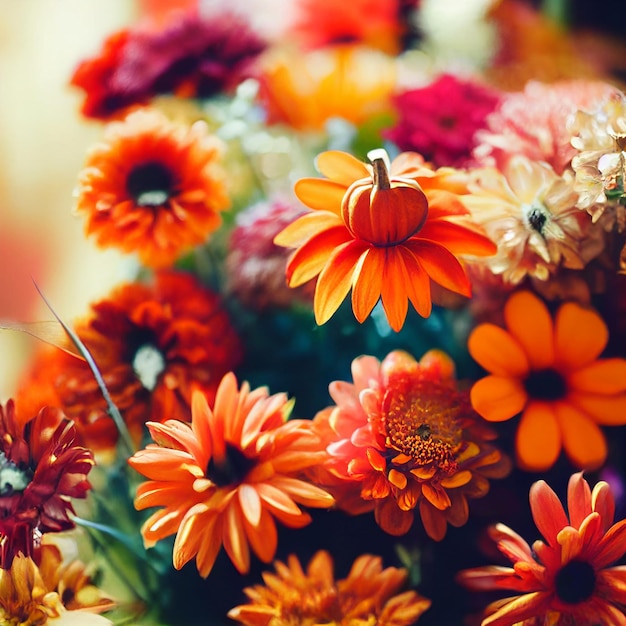 Beau tournesol avec fleur de printemps mixte isolé sur fond rouge