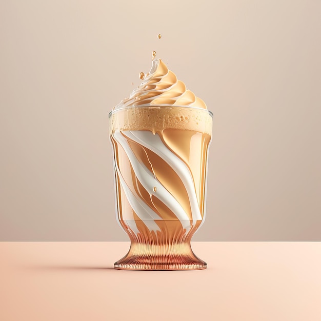 beau verre de cocktail milkshake esthétique avec une explosion de crème AI générative