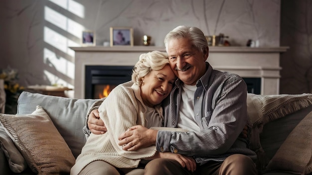 Un beau vieux couple passait du temps ensemble à la maison.