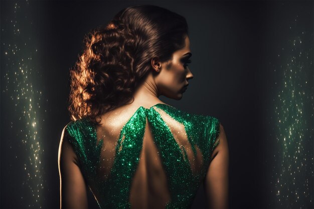 Beau visage de femme avec le maquillage artistique de paillettes