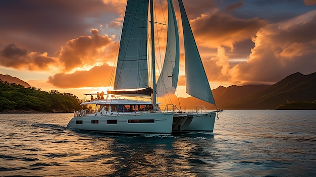 beau yacht de luxe sur la mer