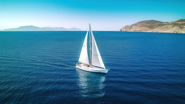 Beau yacht à voile sur la mer avec un ciel bleu