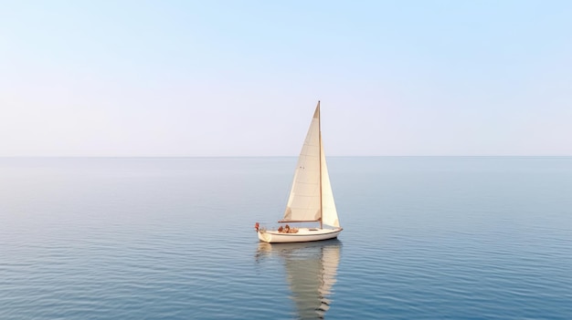 Beau yacht à voile sur la mer avec un ciel bleu