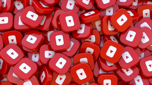 Beaucoup de badges carrés Youtube dans une vue rapprochée