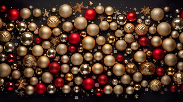 Beaucoup de boules sur le fond de Noël modèle pour la bannière de conception