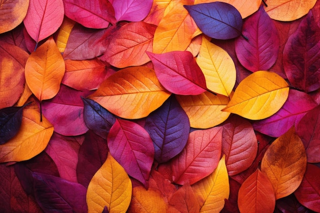 Beaucoup de feuilles colorées Tons naturalistes AI générative