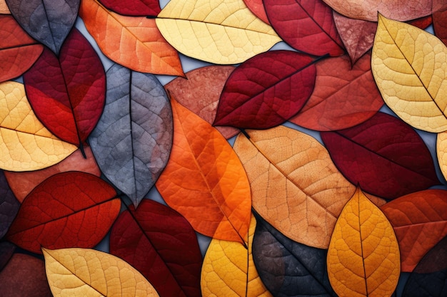 Beaucoup de feuilles colorées Tons naturalistes AI générative
