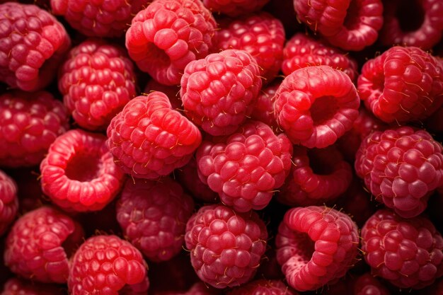 Beaucoup de framboises fraîches Vue de haut