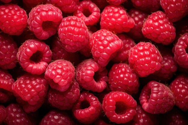 Beaucoup de framboises fraîches Vue de haut