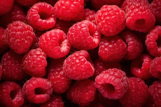 Beaucoup de framboises fraîches Vue de haut