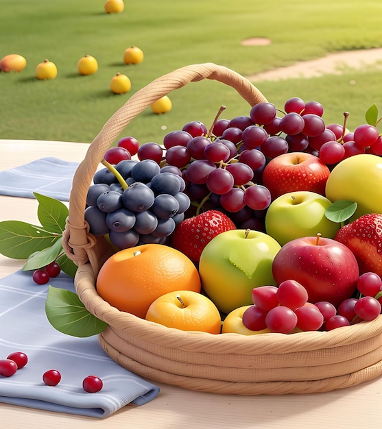 beaucoup de fruits frais dans un panier