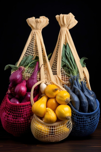 Beaucoup de fruits et légumes dans le sac