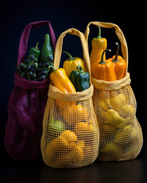 Photo beaucoup de fruits et légumes dans le sac