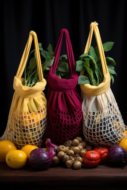 Beaucoup de fruits et légumes dans le sac