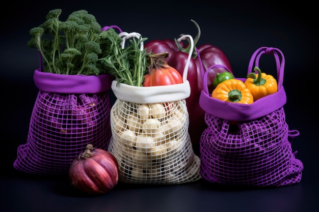Beaucoup de fruits et légumes dans le sac