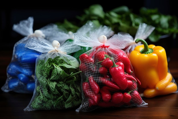 Beaucoup de fruits et légumes dans le sac