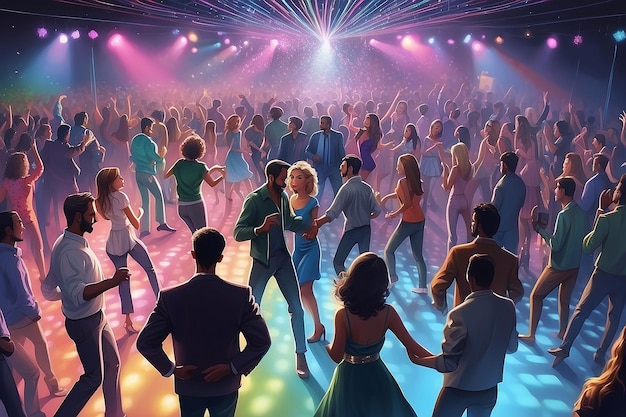 Beaucoup de gens dansent dans une discothèque.