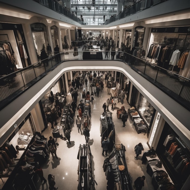 beaucoup de gens se promènent dans le centre commercial