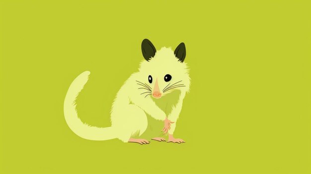 Beaucoup d'illustrations minimalistes avec des opossums en couleur vert citron