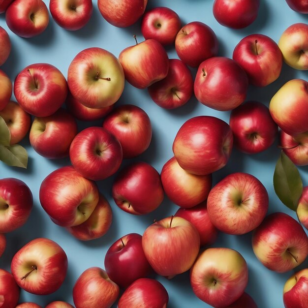 Beaucoup de pommes rouges sur fond coloré vue supérieure motif d'automne avec pomme fraîche au-dessus de la vue