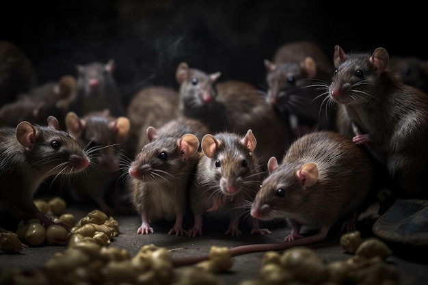 Beaucoup de rats affamés attendant d'en avoir marre