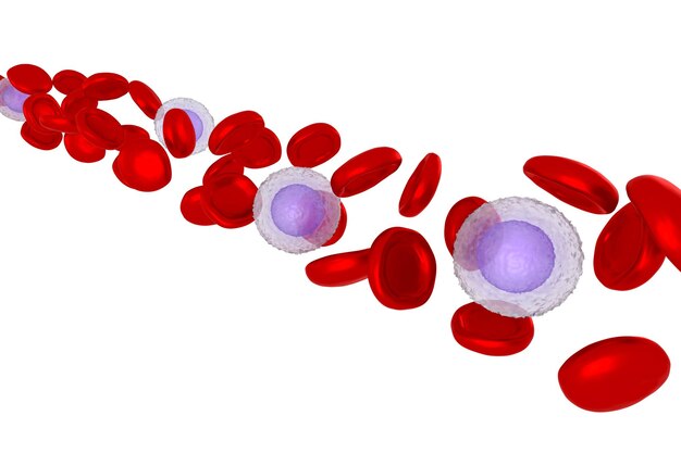 Beaucoup de sang rouge et de cellules virales illustration 3D