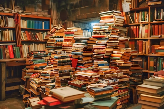 Beaucoup de vieux livres dans les étagères de la vieille bibliothèque.