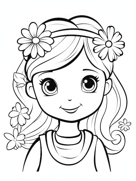 Beaufitul anime girl coloriage noir et blanc