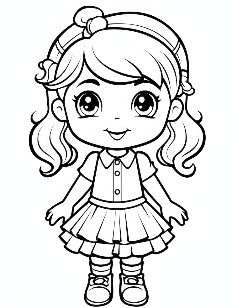 Photo beaufitul anime girl coloriage noir et blanc