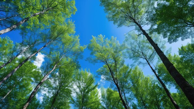 La beauté des arbres du ciel bleu