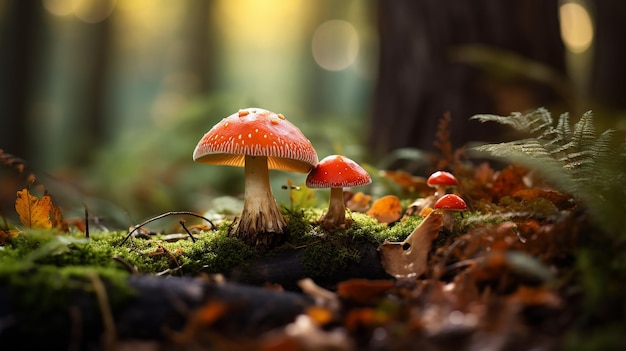 La beauté de l'automne des champignons forestiers.