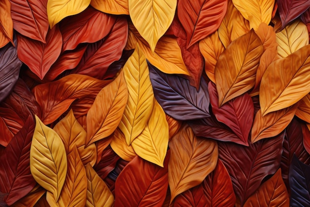 Beauté de l'automne avec un fond de feuillage d'automne Une palette vibrante de feuilles colorées Generative AI