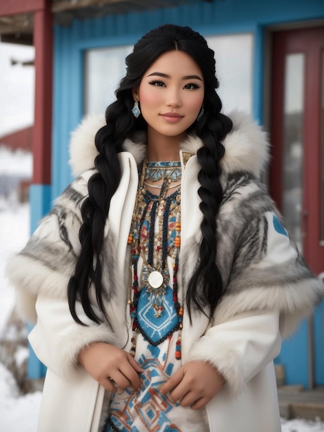 Photo une beauté barbie frappante de son village natal d'inuvik au canada