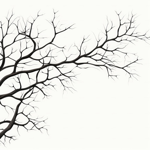 La beauté contrastée des branches d'arbres noirs élégants au milieu d'une toile blanche