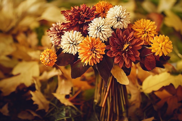 Photo beauté du bouquet de fleurs d'automne lumineux