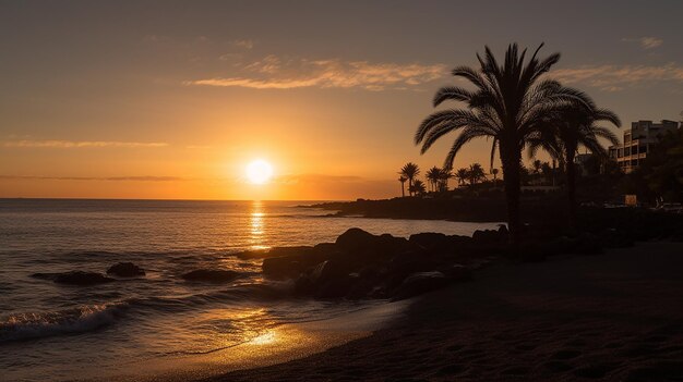 Photo la beauté du coucher de soleil de la tranquille costa adeje