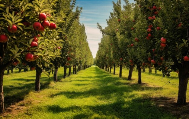 La beauté du paysage des pommiers