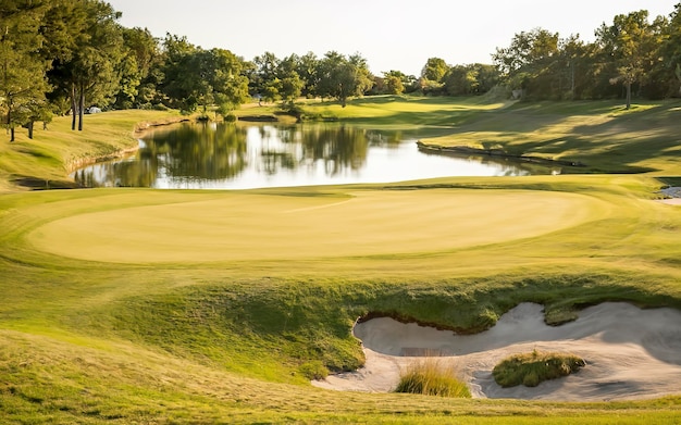 La beauté du terrain de golf est ses bunkers et ses étangs.