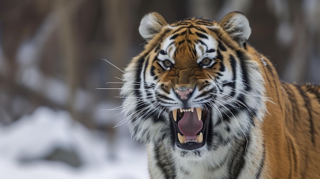 La beauté du tigre sibérien grognant génératif Ai