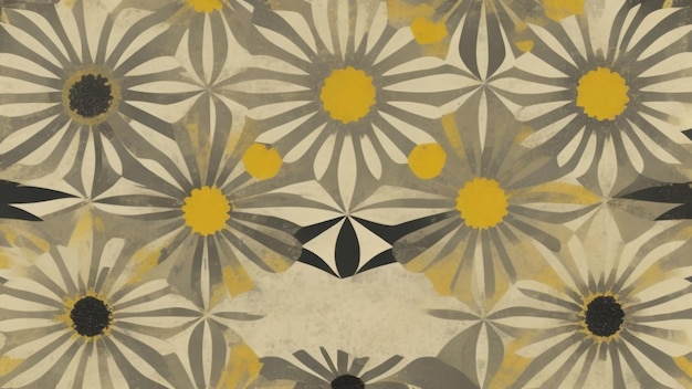 Beauté durable BlackEyed Susan Grunge Texture Design avec de vieux accents géométriques