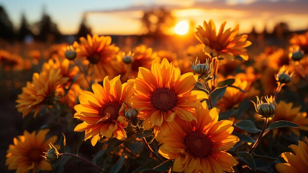 Photo la beauté embrassée par le soleil les tournesols dorés